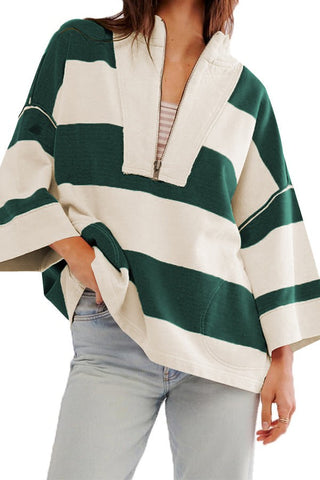 Stripe Long Sleeve Crop Rugby Shirt