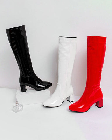 LarosaStyle boots Patent Leather Knee High Long boots