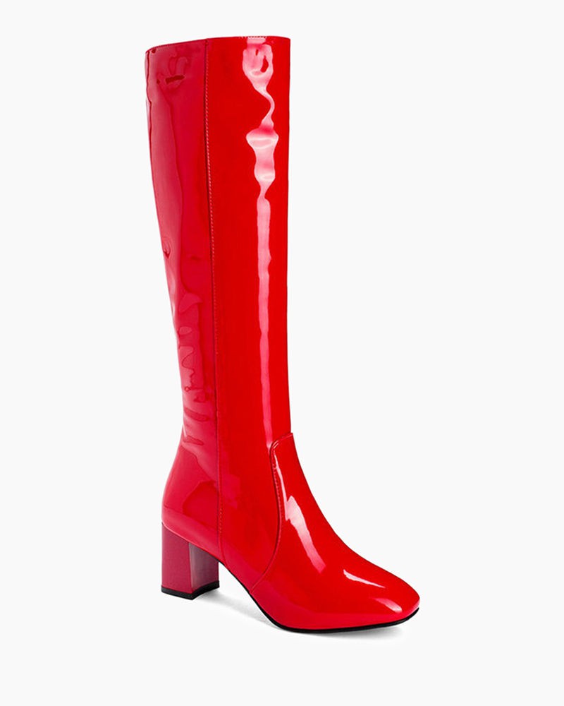 LarosaStyle boots Patent Leather Knee High Long boots Red / US 4