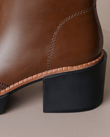 LarosaStyle Carved Leather Thick-soled Chelsea Boots