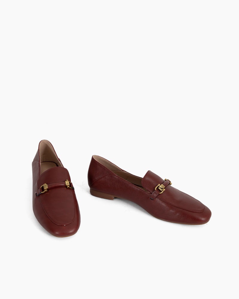 LarosaStyle Comfortable Penny Round Toe Leather Flat Loafers