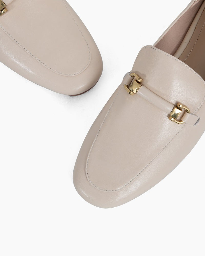 LarosaStyle Comfortable Penny Round Toe Leather Flat Loafers