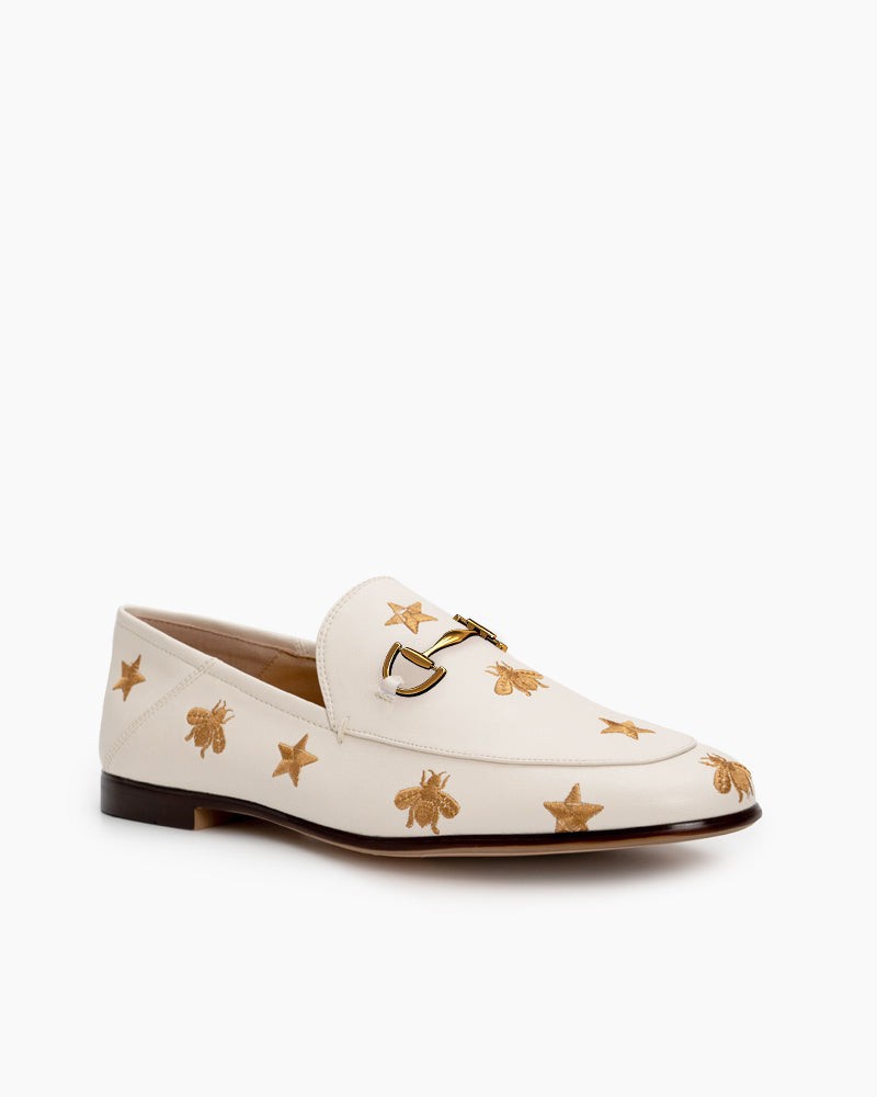 LarosaStyle loafers Alina Bee and Star Embroidery Leather Loafers