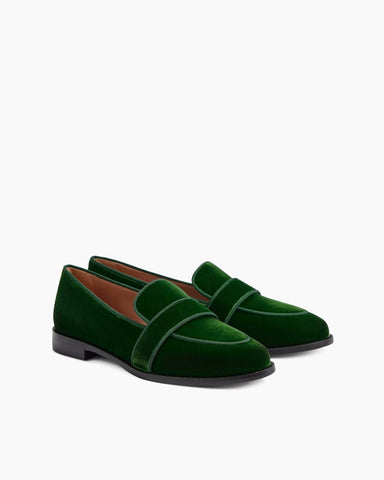 LarosaStyle Loafers Large Size Slip-on Flat Casual Shoes Green / US 5