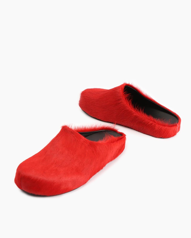 LarosaStyle mules Designer Real Fur Slides Clogs Mules Flat Luxury Slippers