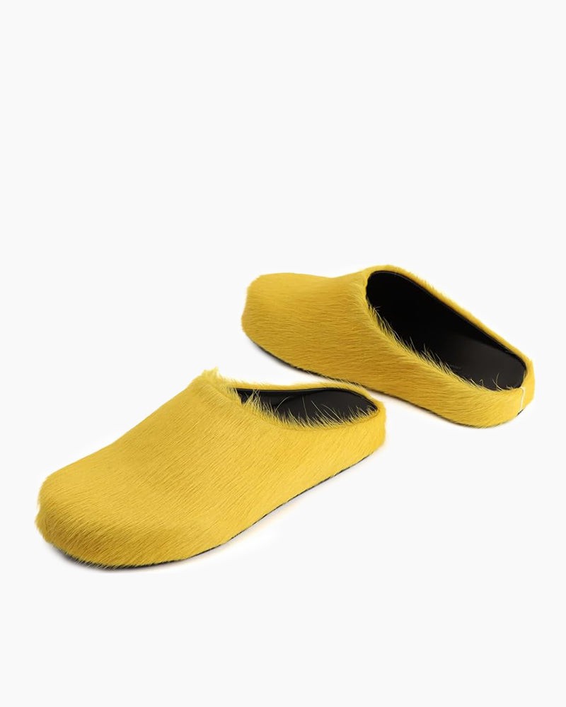 LarosaStyle mules Designer Real Fur Slides Clogs Mules Flat Luxury Slippers