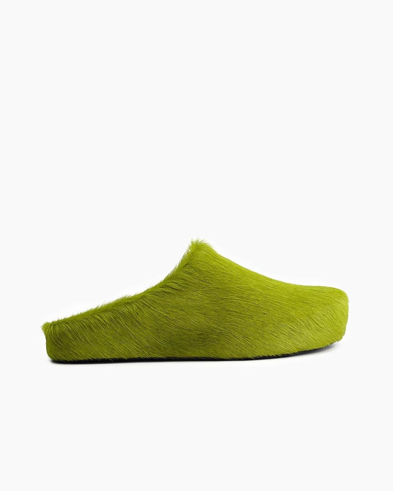 LarosaStyle mules Designer Real Fur Slides Clogs Mules Flat Luxury Slippers Green / US 5.5