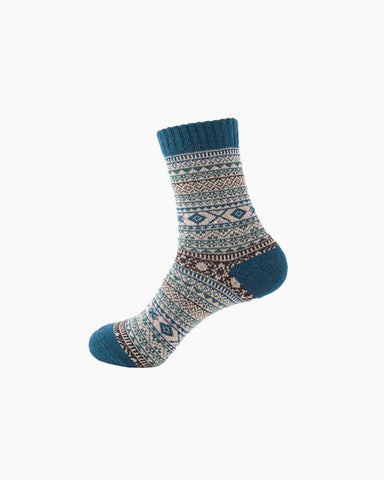 LarosaStyle Retro Rabbit Wool Socks Blue