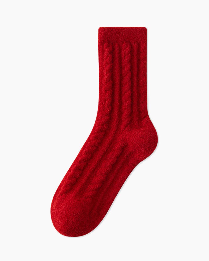 LarosaStyle Striped Winter Mink Fleece Socks Red / One size