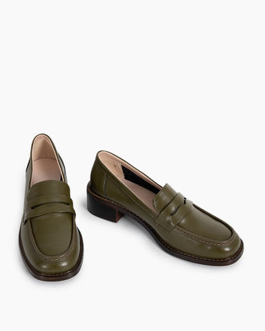 LarosaStyle Timeless Comfortable Penny Chunky Heel Loafers