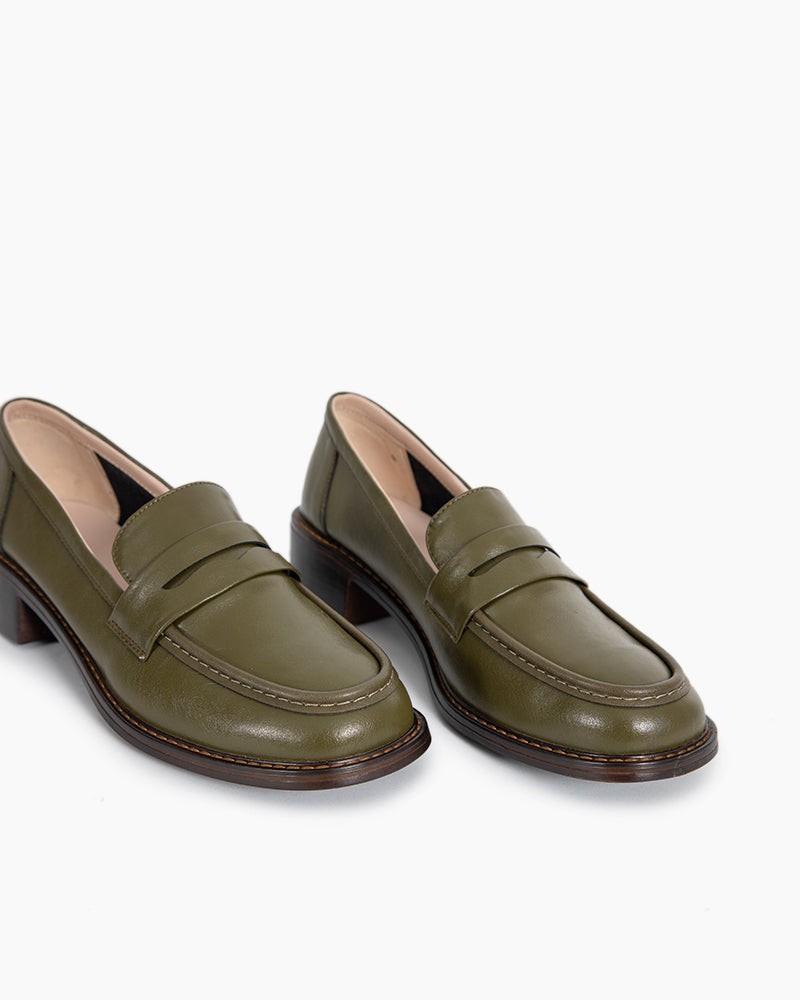 LarosaStyle Timeless Comfortable Penny Chunky Heel Loafers