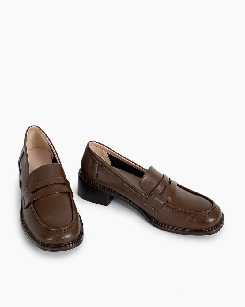 LarosaStyle Timeless Comfortable Penny Chunky Heel Loafers