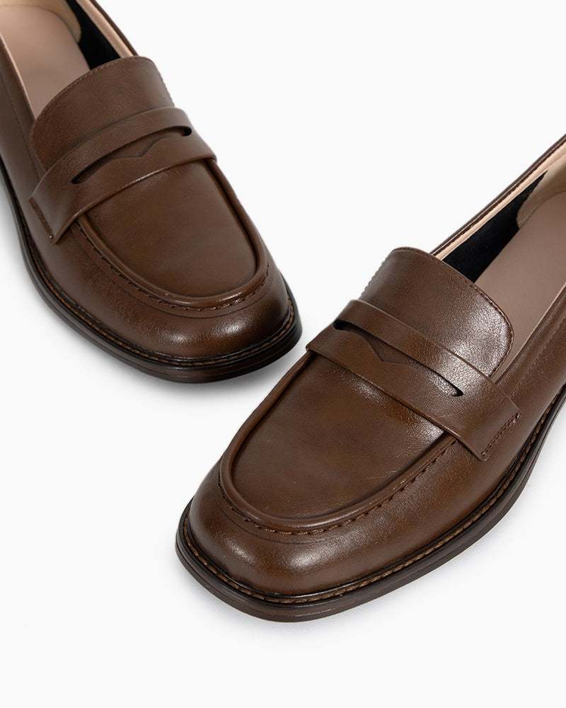 LarosaStyle Timeless Comfortable Penny Chunky Heel Loafers