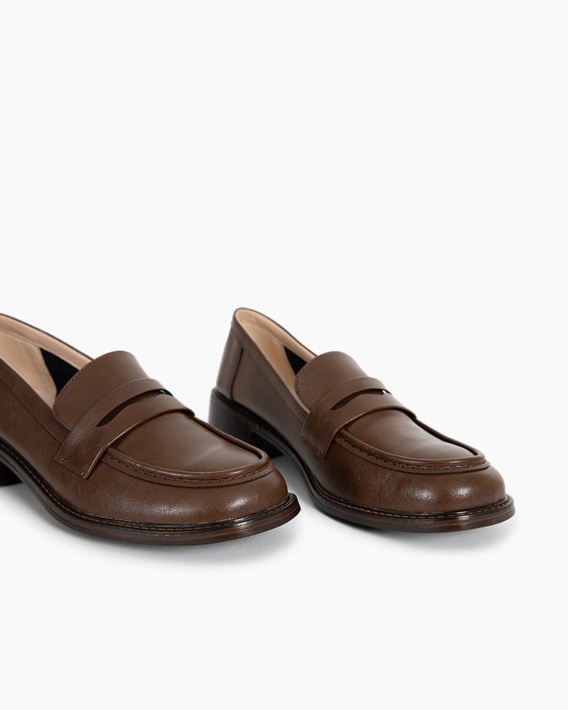 LarosaStyle Timeless Comfortable Penny Chunky Heel Loafers