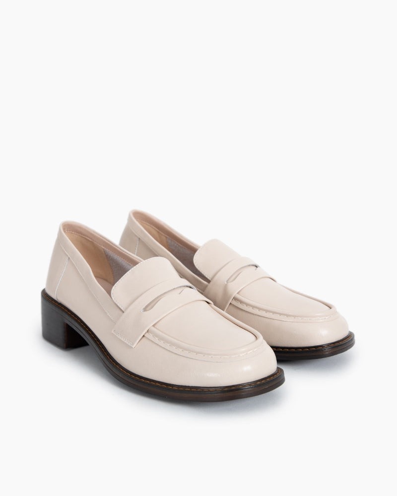 LarosaStyle Timeless Comfortable Penny Chunky Heel Loafers