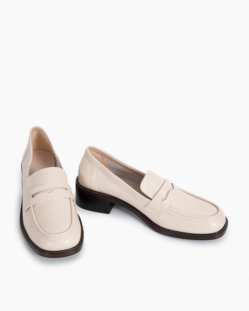 LarosaStyle Timeless Comfortable Penny Chunky Heel Loafers