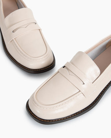 LarosaStyle Timeless Comfortable Penny Chunky Heel Loafers