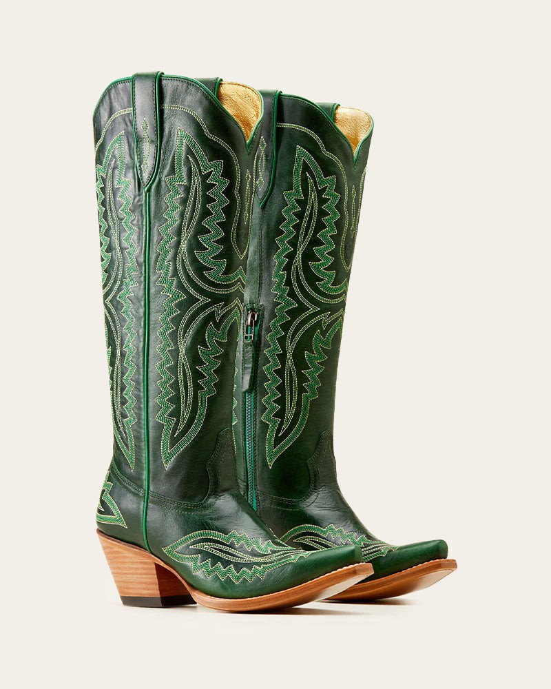 LarosaStyle western boot Cordelia Western Boots-Colorful Genuine Leather / Dark green / US 6.5