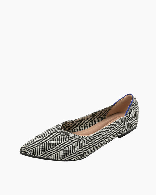 Striped Lightweight Pointed Toe Ladies Flats