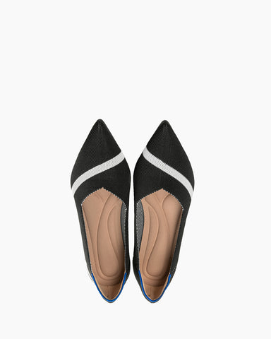 Stripe Colorblock V-Cut Ballet Flats