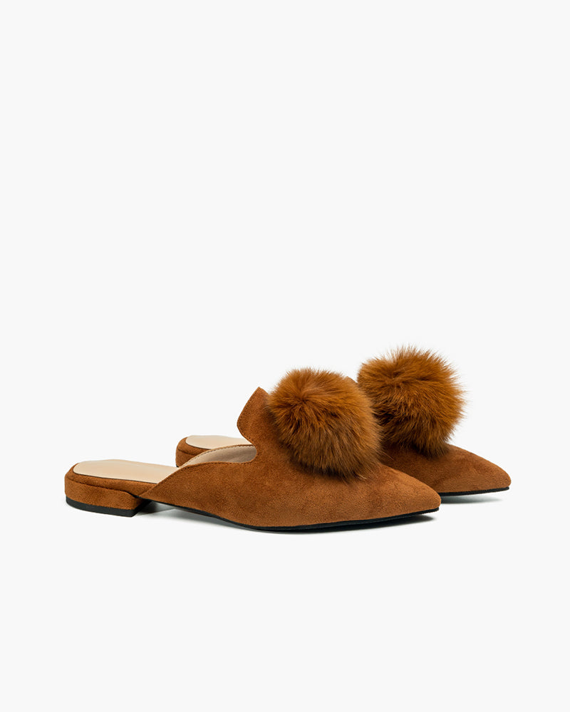 Slip-On-Backless-Flat-Heel-ball-Mules-fur