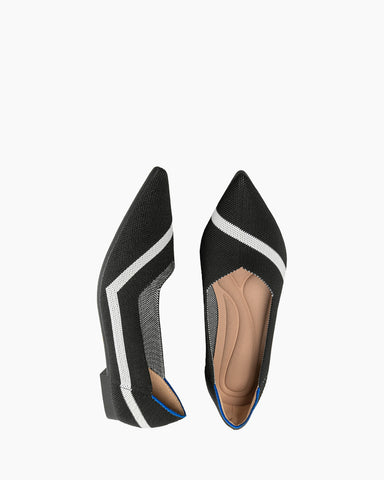 Stripe Colorblock V-Cut Ballet Flats