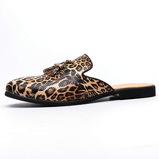 Tassel-Leopard-Buckle-Mules