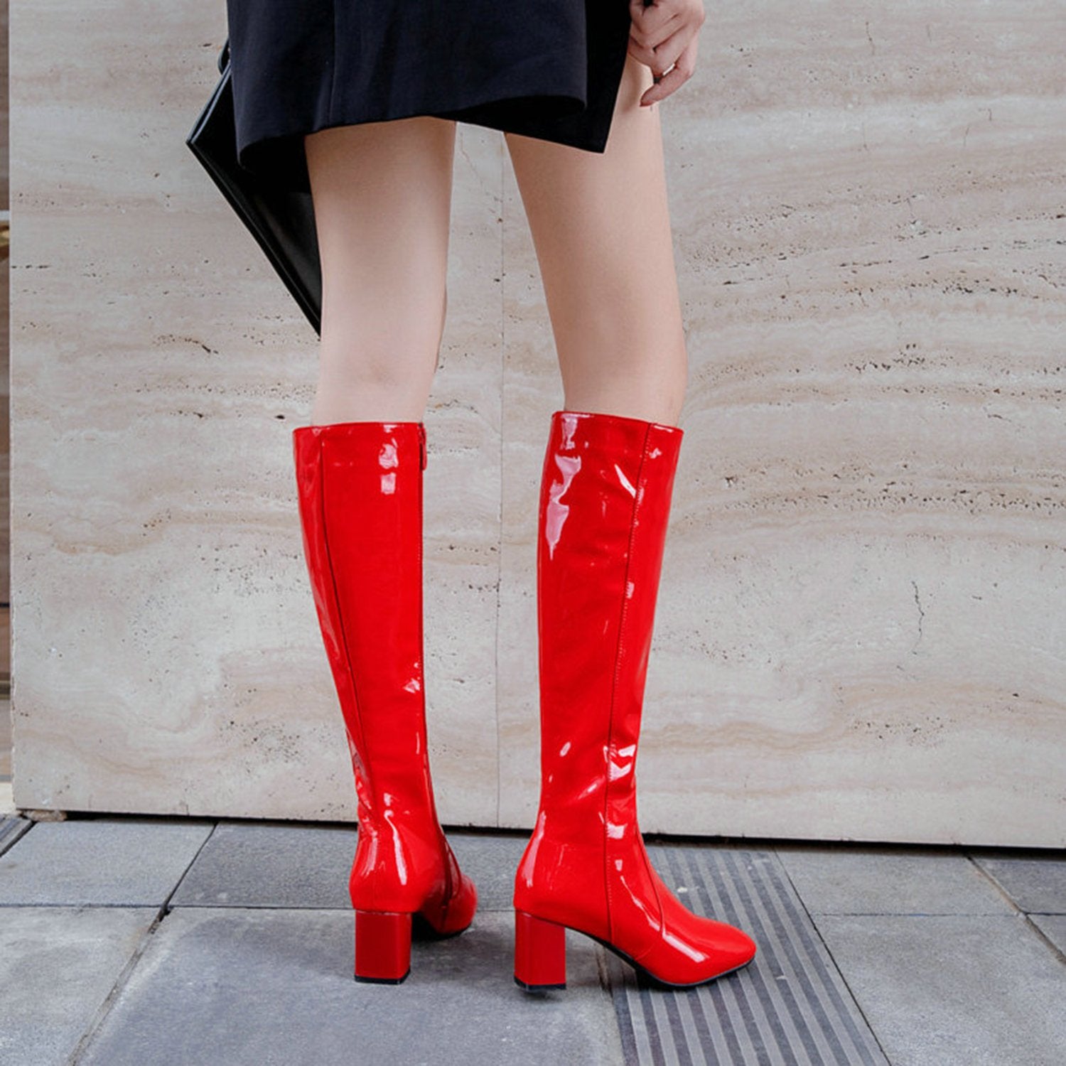 Patent leather Knee High Long boots – LarosaStyle