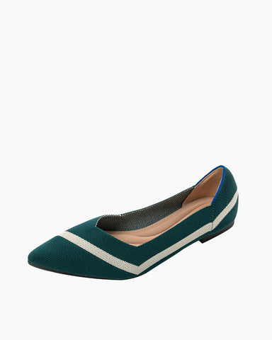 Stripe Colorblock V-Cut Ballet Flats