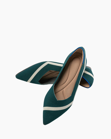 Stripe Colorblock V-Cut Ballet Flats