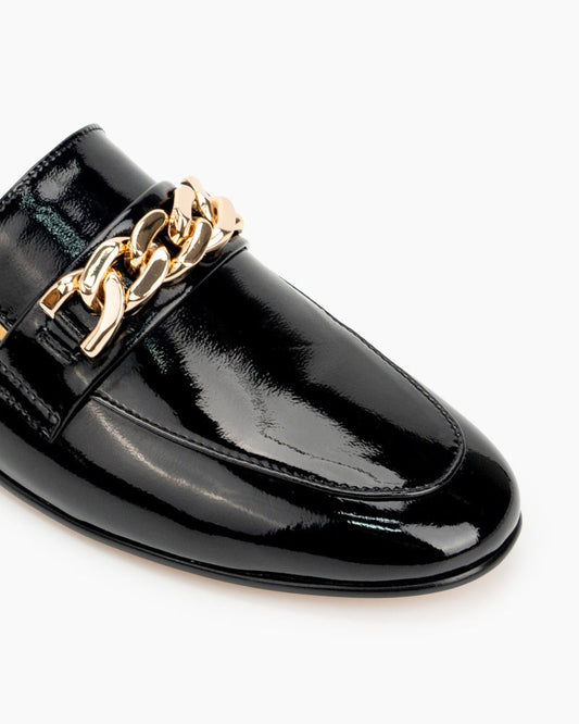 Metal-Decor-Patent-Leather-Flat-Mules