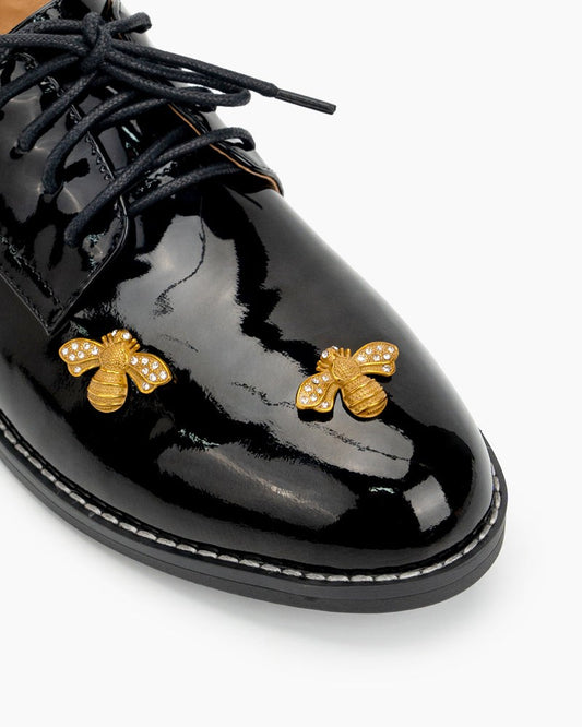 Patent-Leather-Bee-Pattern-Loafers-oxford