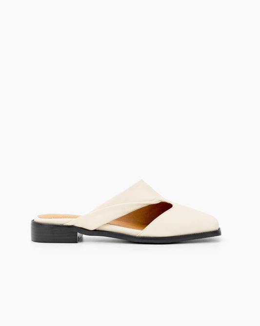 Square toe Soft Backless Flat Cross Mules