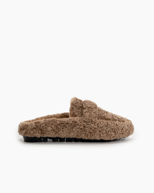 Solid Color Lambswool Warm Comfy Flat Mules