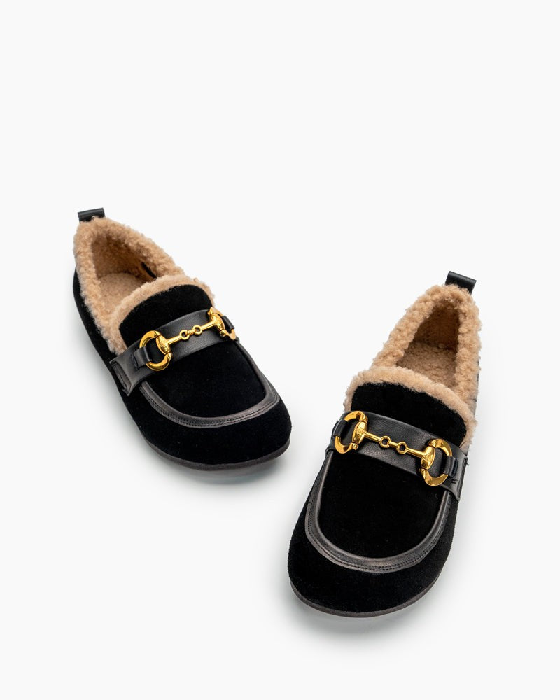 Horsebit-Classic-Metal-Buckle-Suede-Moccasin-Indoor-Outdoor-Slipper-Loafers