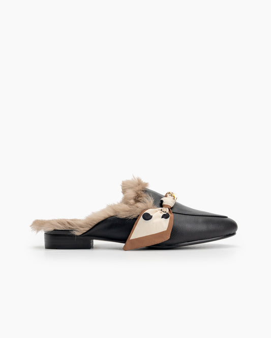 Ribbon-Decor-Flat-Fur-Comfortable-Slippers-Mules