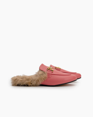 Chain-Closed-Toe-Fur-Backless-Slip-on-Slides-Flat-Leather-Mules