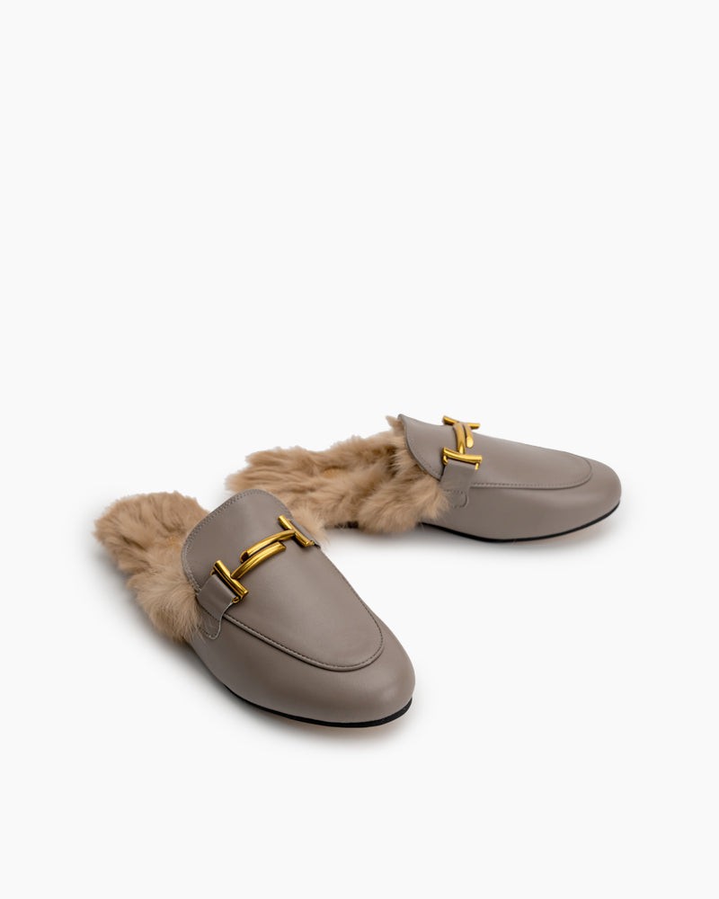 Chain-Closed-Toe-Fur-Backless-Slip-on-Slides-Flat-Leather-Mules