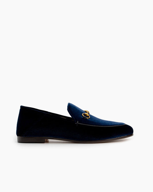 Horsebit-Classic-Metal-Buckle-Velvet-Flat-Loafers