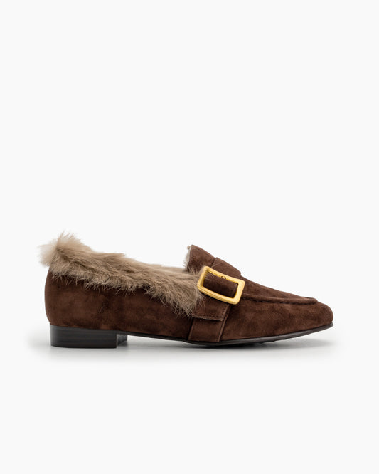 Metal-Buckle-Comfortable-Fur-Loafers-Fat