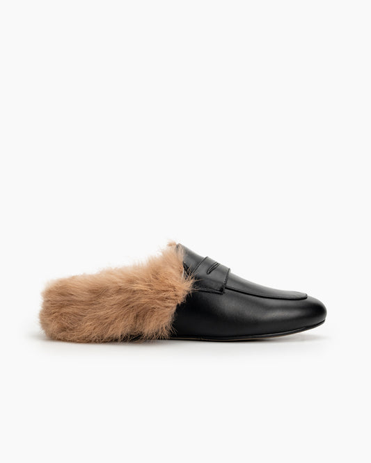 Round-Toe-Backless-Slip-on-Flat-fur-Mules