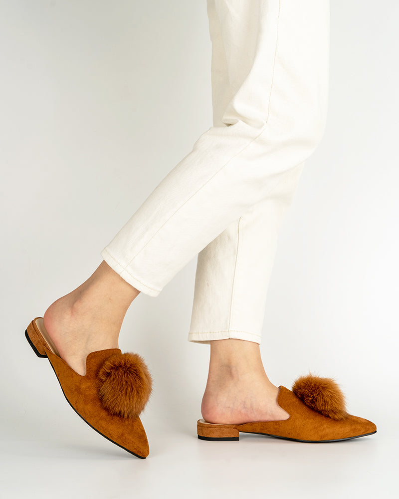 Slip-On-Backless-Flat-Heel-ball-Mules-fur