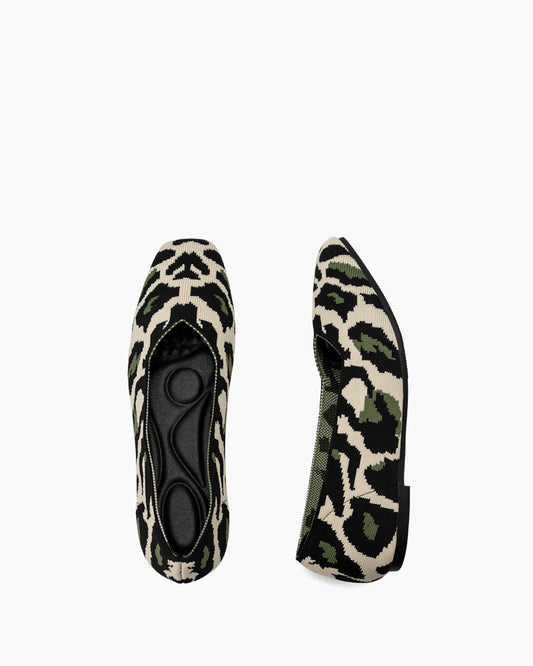 Green-Leopard-Pattern-Suede-Knit-Ballet-Flats