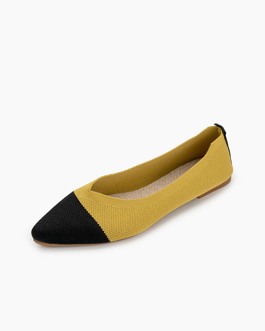 Pointed-Toe-Ballet-Colorblock-Patchwork-V-Cut-Flats