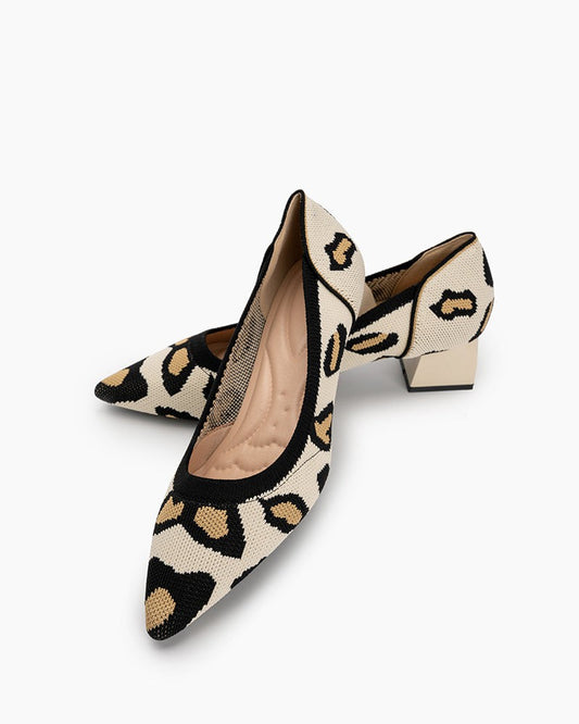 Leopard-Pattern-Pointed-Toe-Chunky-Heels-Knit-loafers-Ballet