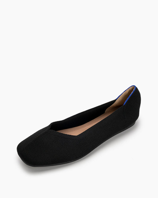 Solid Color V-Cut Square Toe Ballet Flats