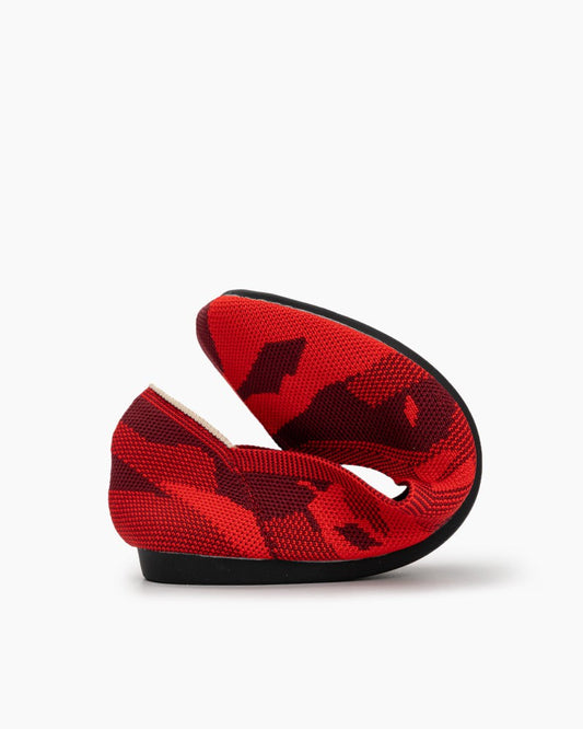 Red & Black Pattern Square-Toe Flats