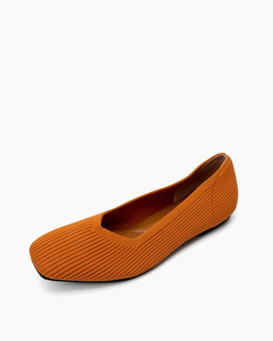 Minimalist-Solid-Color-V-Cut-Ballet-Flats-knit