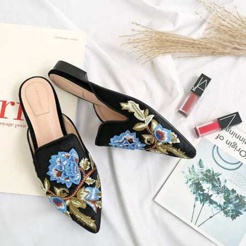 LarosaStyle mules Embroidery Mule Flats