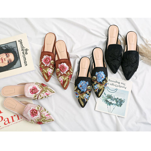 LarosaStyle mules Embroidery Mule Flats